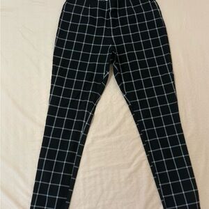 Calvin Klein Black and White Plaid Ankle Pants